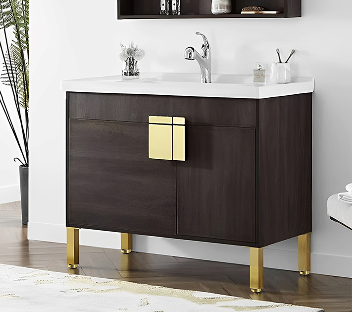 Close-up of cabinet legs and cabinet details, highlighting DELTA CAINA's durable and stylish hardware solutions for modern cabinetry.